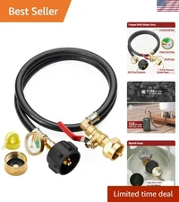 Durable 3 Feet Propane Refill Hose with Gauge for Effortless Camping Refills