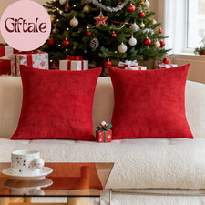 Red Pillow Covers 20X20 Set of 2 Chenille Throw Pillow Covers Decorative Pillow