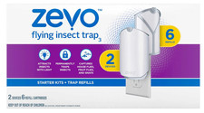 Zevo Flying Insect Trap Fly Trap 2 devices 6 refills cartridges
