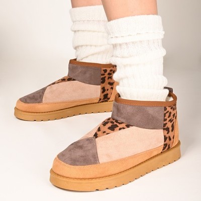 Plateau Schneestiefel für Damen Plateaustiefel Stiefeletten zum Überziehen Winterstiefel