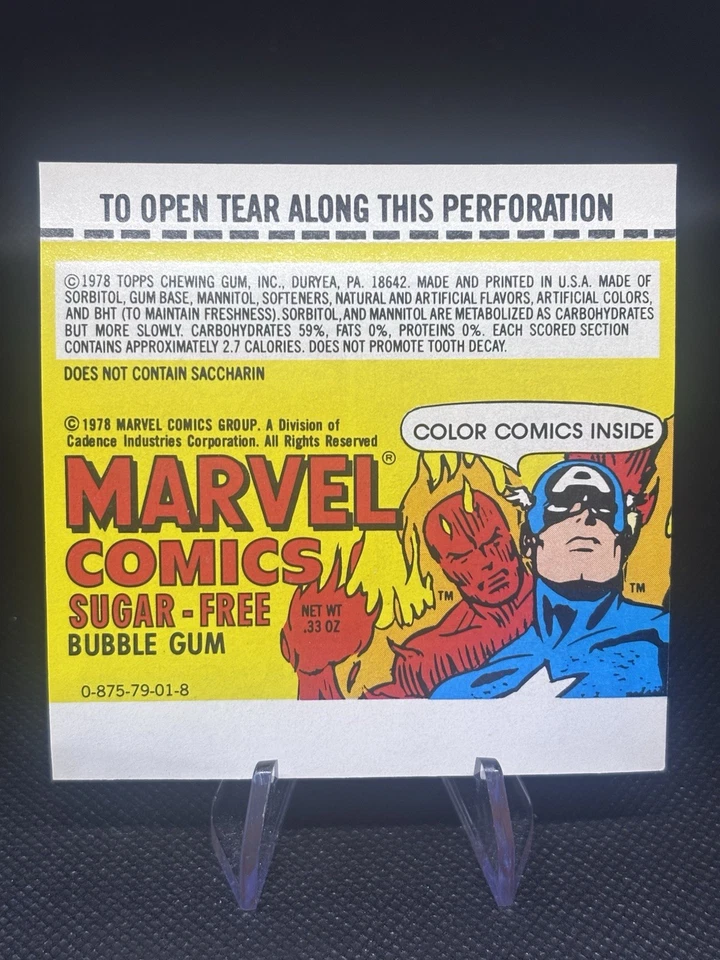 1978 Topps Marvel Comics Bubble Gum WRAPPER & COMIC UN-USED ALL 4 ART WORKS NM/M - Image 4 of 4