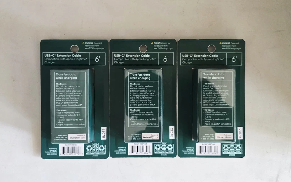 Connect Onn - USB-C 6ft- Extension Cable - 3.2 - Female-to-Male - Apple Safe 3pk - Image 2 of 4