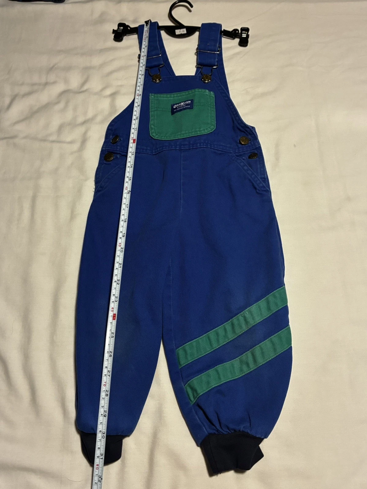 VTG kids OshKosh Overalls Blue Toddler Cargo Leg stripes Size 4T Made in USA