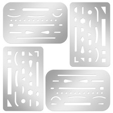 4 Pcs Eraser Shield Stainless Steel Drawing 9.2 6 cm, 9 5.7 Silver