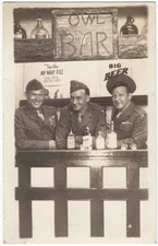 1945 WWII 3rd Marine Amphibious Corps US Marines RPPC Real Photo Jap Navy Bar