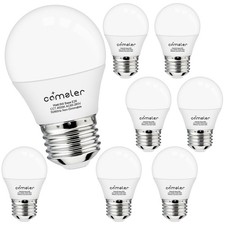 Comzler LED Refrigerator Light Bulb E26 A15 60W Equivalent 4000K 8-Pack