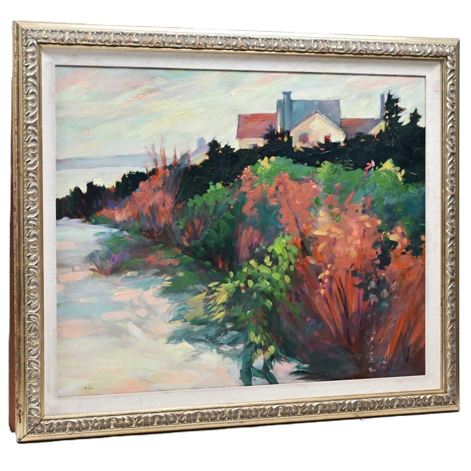 BARBARA CLEARY Original Vintage Assinado Casa Vista Crista Paisagem Costeira Giclée - Imagem 3 de 4