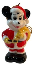 Vintage Mickey Mouse Walt Disney Santa Christmas Ceramic Ornament Marked Japan