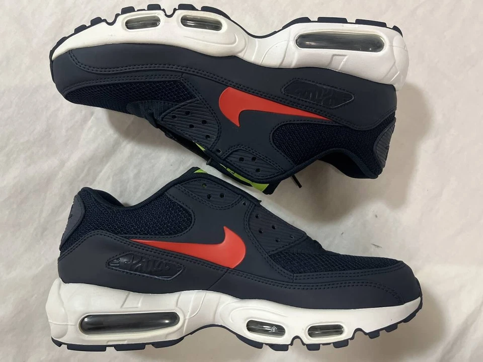 Deadstock 2018 Nike Air Max 90 / 95 Dark Obsidian Habanero Red CJ4741-400 Us10.5 - Image 4 of 4
