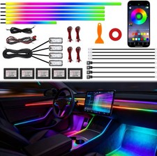 Acrylic Interior Car Ambient Lighting, Interior RGB LED Strip Kit with Music Syn