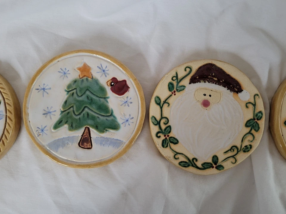 陶瓷圣诞杯垫 | 4 件套圣诞杯垫 | 冬季主题杯垫 — 第 4/4 张图片