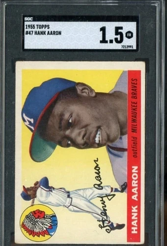 1955 Topps #47 Hank Aaron Milwaukee Braves HOF SGC 1.5 FR