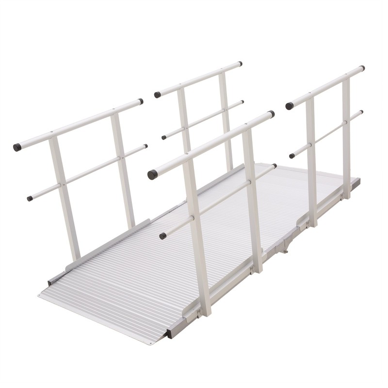 6' L Silver Spring Folding Aluminum Wheelchair Access Ramp with Handrails