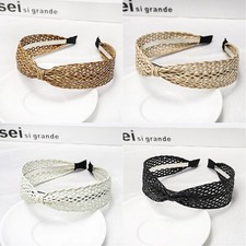 Copricapo nuovo donna fiocco nodo fascia annodata larga paglia rafia naturale