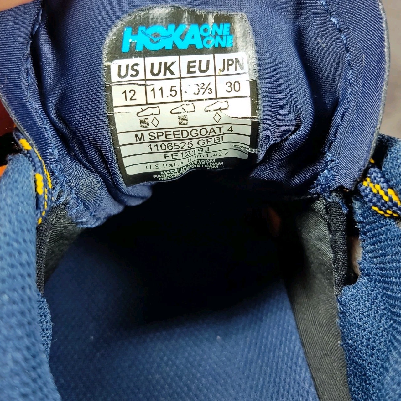 Hoka Speedgoat 4 Mens Size 12 Gold Fusion Black Iris Running Shoes 1106525 GFBI thumbnail 8