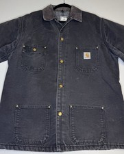 Vintage Carhartt J01 Detroit Jacket Mens Size 46 Tall Black Blanket Lined Y2K 2X