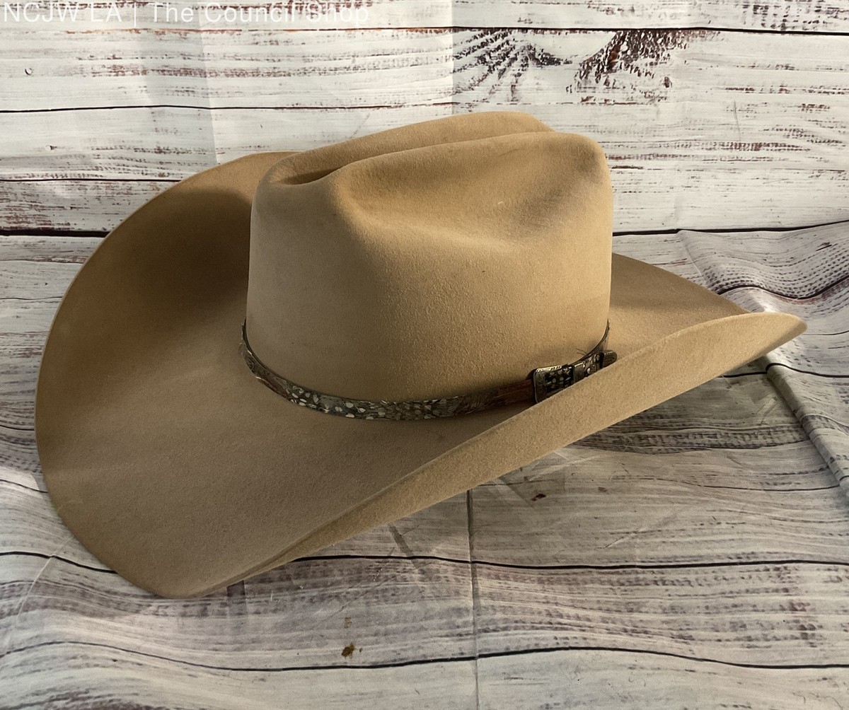 Stetson Men's Feather Wrapped Cowboy Hat Distressed Brown 3/8