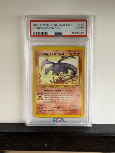 2002 Pokémon Neo Destiny Shining Charizard Secret Rare Holo PSA 4 #107/105