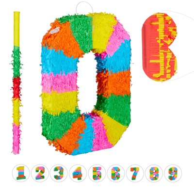 Pinata set bunt 0 Jahre Geburtstags-Piñata Zahlen-Pinata Kinder-Pinata 50 cm
