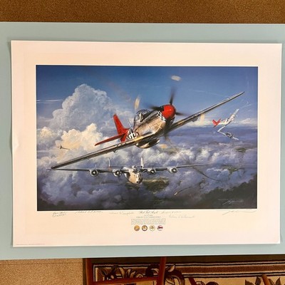 John Shaw, Red Tail Angels, 5 signatures, 701/750, 34.5 X 26 Tuskegee Airman 