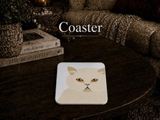 Quadratische Melamin-Untersetzer im Design Creme Katze