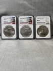 Lot Of 3 Graded NGC MS69 1oz Silver Eagles. 1990-2014-2023