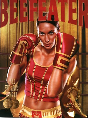 2001 PRINT AD - BEEFEATER GIN - SEXY FEMALE BOXER A BOLD SPIRIT BRIGHT COLORFUL