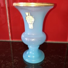 Vase en verre opaline Bleu vintage H=12,5cm