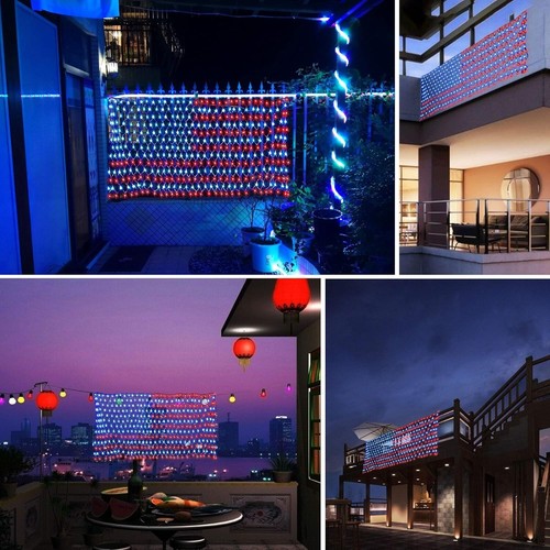 New Solar Powered American Flag Lights, 420 LED Red White and Blue 4th of Jul... - Picture 8 of 9