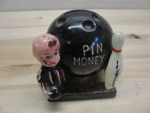 VINTAGE PIN MONEY BOWLING BALL CERAMIC BANK - Picture 1 of 3