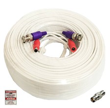 100ft White Security Camera 4K 8MP Cable CCTV Video Power Wire BNC Cord DVR