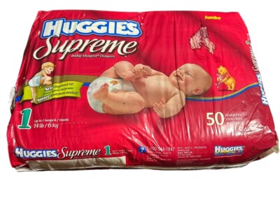 Vintage Y2K Huggies Supreme Diapers Winnie The Pooh Size 1 Jumbo Pack 50 Opened