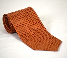 Worn Hermes Burnt Orange Diamond Geometric Pattern 100 Silk Tie 3.5 x 58