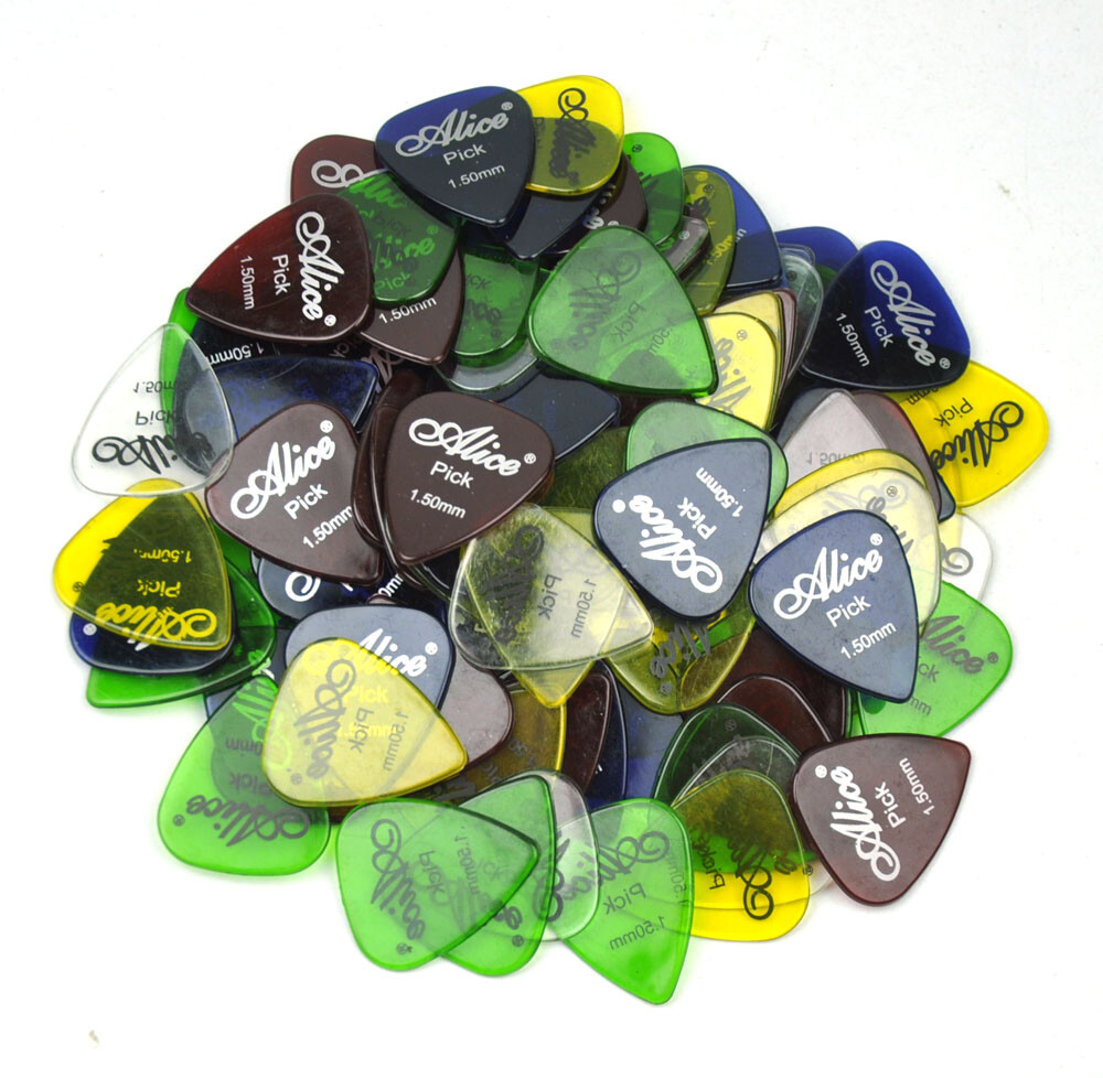 100pcs Alice Heavy 1.5mm Transparent Glossy Guitar Picks Plectrums Polycarbonate
