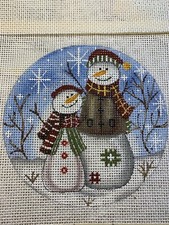 Handpainted needlepoint Zweigart 18 mono Canvas Mother and Child Ornaments
