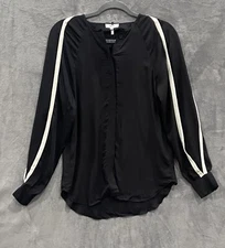 Reiss Black/Ivory Drew Tipped Sleeve Buttoned Blouse Women’s Size 0 NWT