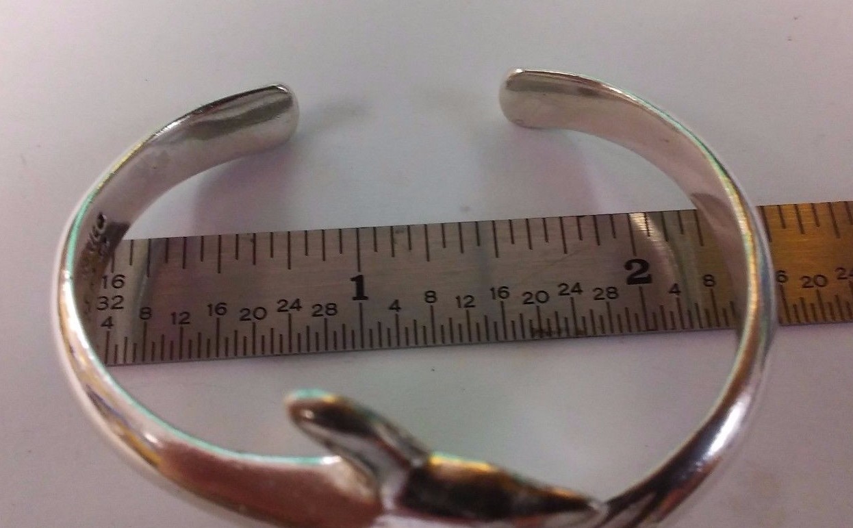sterling silver dolphin bangle cuff bracelet - image 3