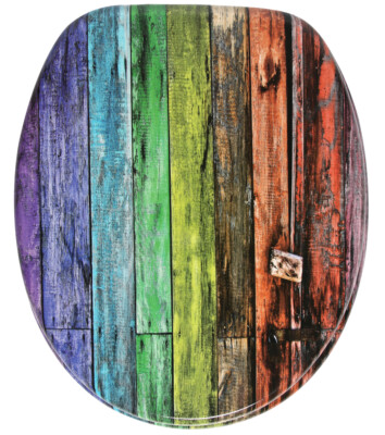 WC SITZ TOILETTENDECKEL KLODECKEL KLO SITZE DECKEL MIT ABSENKAUTOMATIK RAINBOW