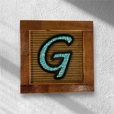 Custom made turquoise inlay letter wall hanging sign