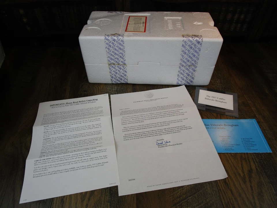 Open Box FRANKLIN MINT '57 CADILLAC ELDORADO 1/24 Scale DIE-CAST Model Car BLACK - Image 3 of 4