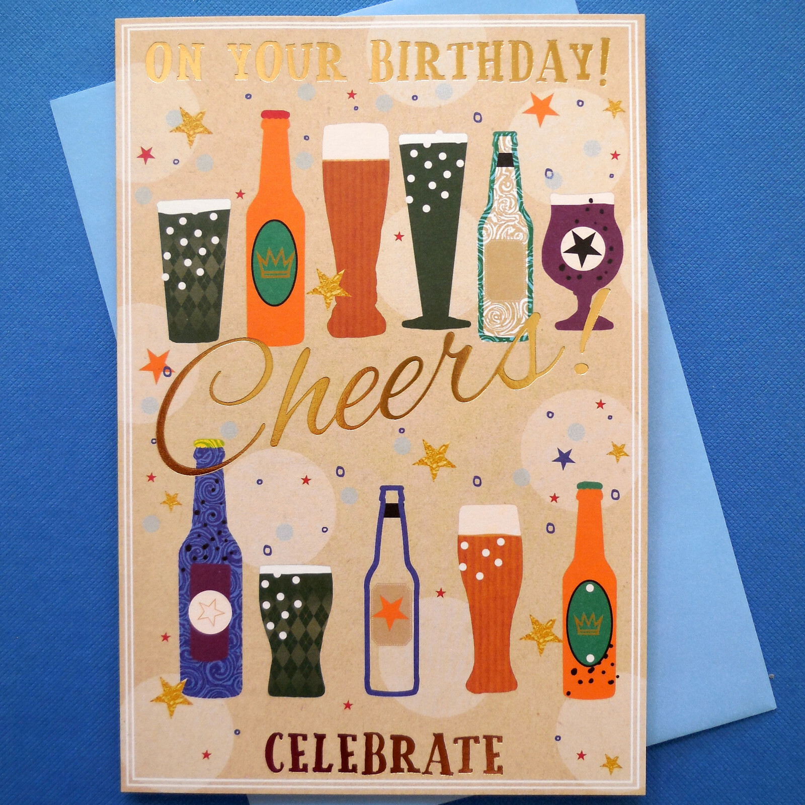 Birthday Card Open Male Modern Cheers Beer Bottle For Him Men Man Gentleman