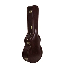 Crossrock Hard-Shell Wood Case for 17” Archtop Acoustic Jazz Guitars-Brown