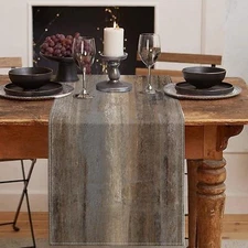 Farmhouse Table Runner Abstract Grey and Dark Brown Art Painting for Kitchen ...
