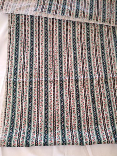 2 yds quilt fabric 100% cotton vintage PAISLEY FLORAL STRIPE Springs Ind. green - Picture 5 of 12