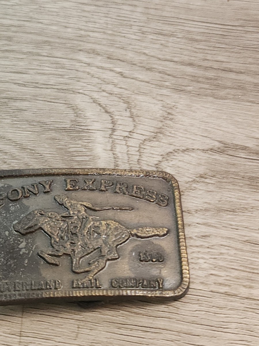 PONY EXPRESS 1860 OVERLAND MAIL COMPANY BELT BUCKLE! VINTAGE! RARE
