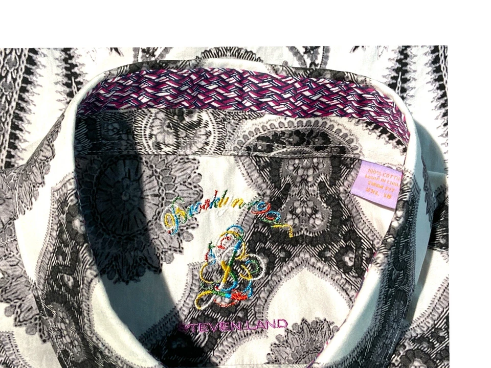 Camisa Steven Land Brooklyn 1991 colorida manga larga abotonada ajuste 2XL 18 Foto 2 de 4