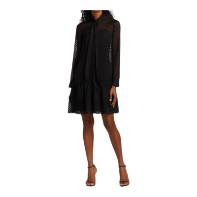 Akris Punto Black Polka Dot Tieneck Shift Dress Size 8 NWT