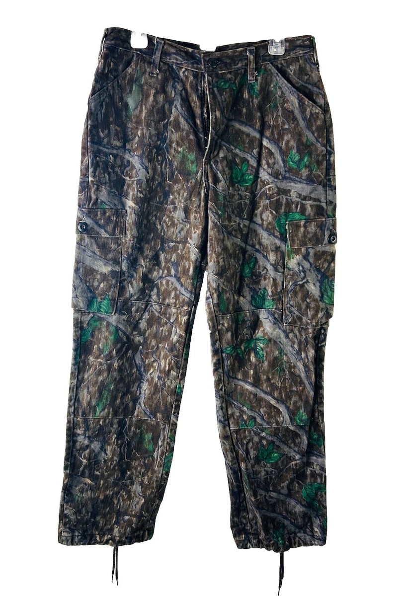 Vintage 80s Mens Medium Tree Branch Camo Camouflage Baggy Cargo