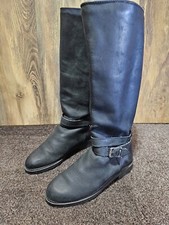 Vintage SANTANA Black Leather Equestrian Style Boots Knee High Women's Size 8.5