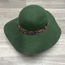 Women's August Hat Co. Church Derby Feather Green Fedora Wide Brim Sun Military
